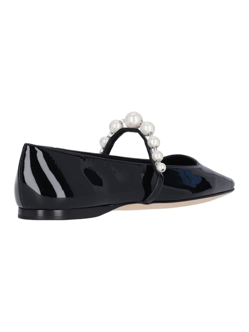 Jimmy Choo "Ade" Square-Toe Ballerinas – Black