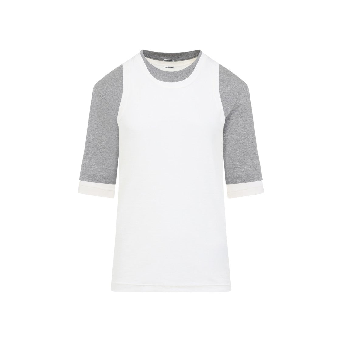 Jil Sander Kit Ss Grey And White Cotton T-Shirt
