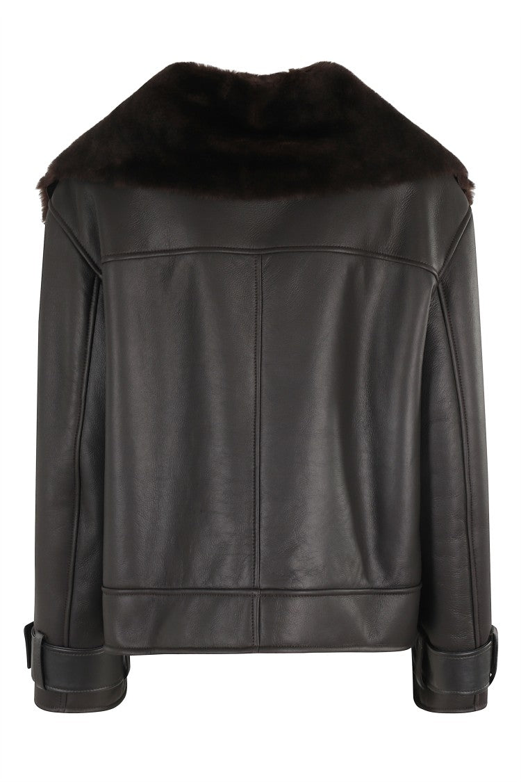 Dondup Double-Zip Leather Jacket With Luxurious Fur Collar
