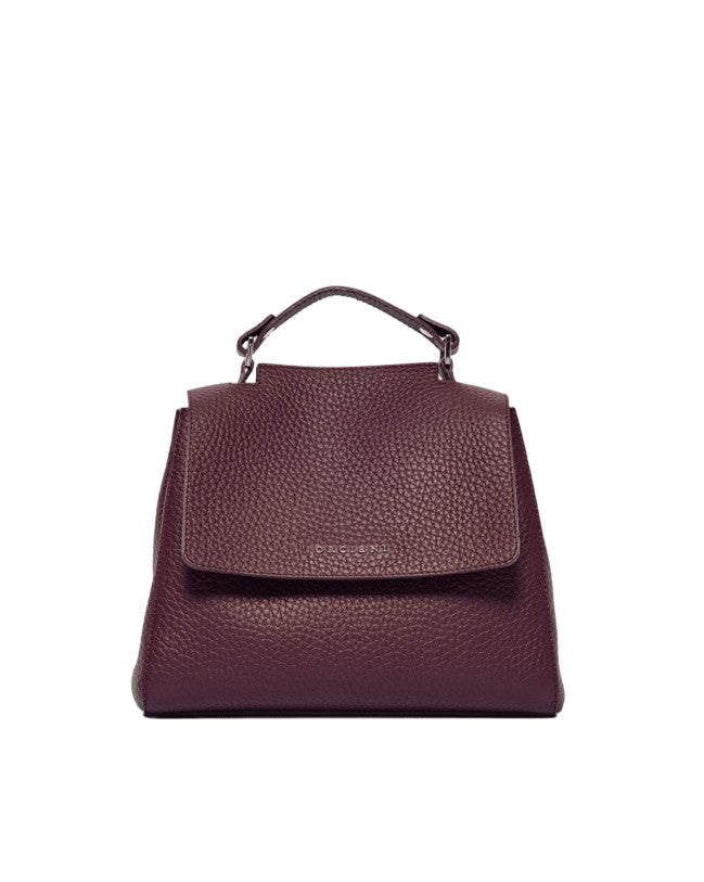 Orciani Chianti Hammered Leather Handbag With Removable Strap