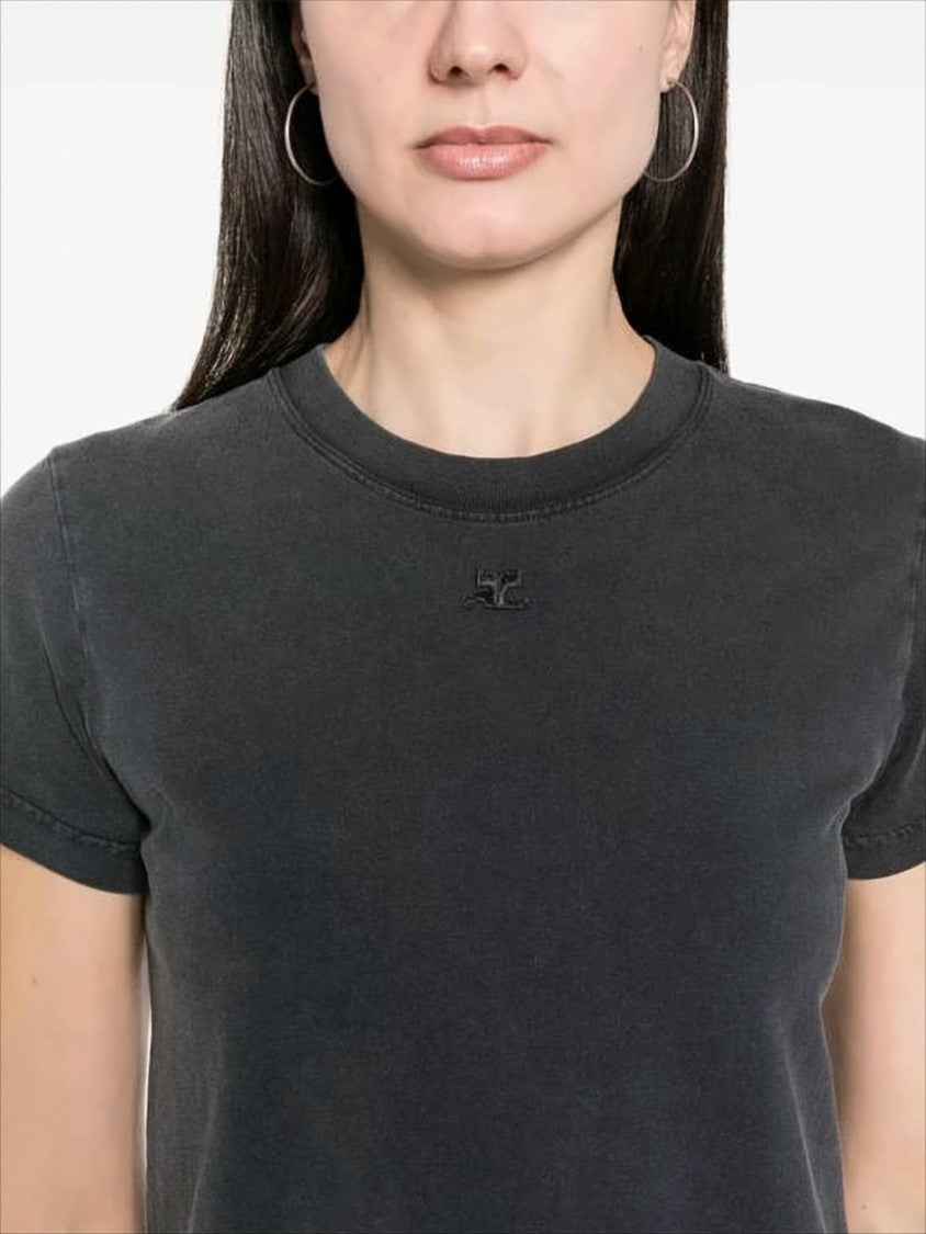 Courrèges Fitted Short-Sleeved T-Shirt With Subtle Embroidery