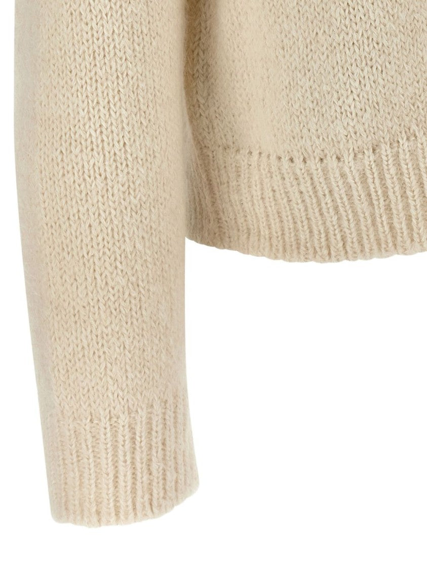 Jil Sander Bianco Sweater In Alpaca And Virgin Wool Blend