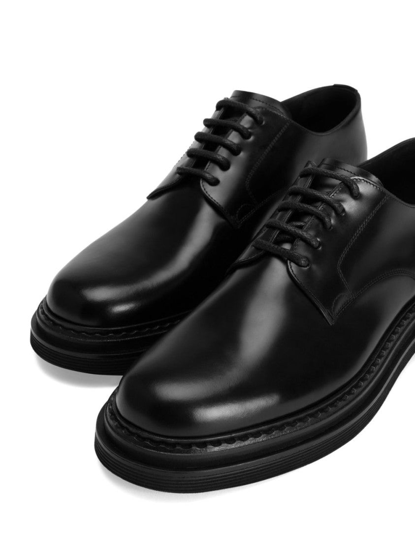 Dolce & Gabbana Laced Shoes In Black Vitello Leather