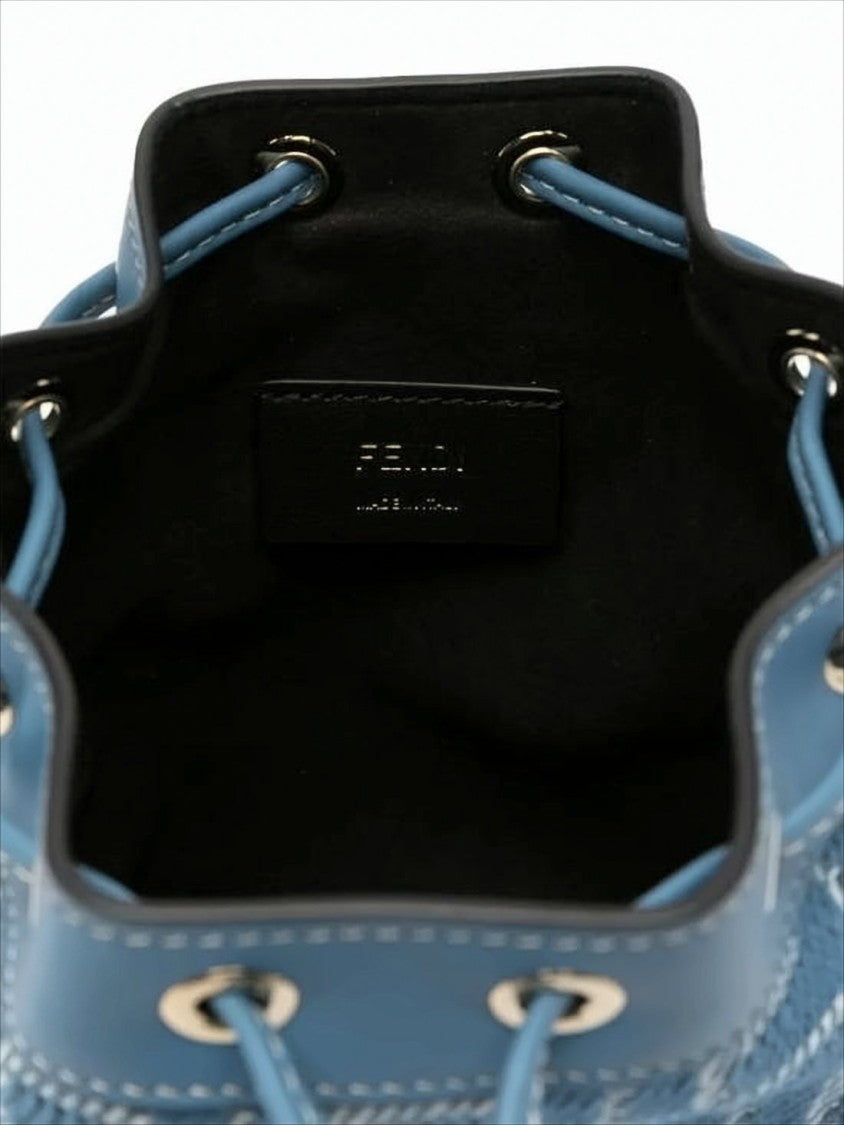 Fendi Geometric Patterned Textured Fabric Shoulder Bag