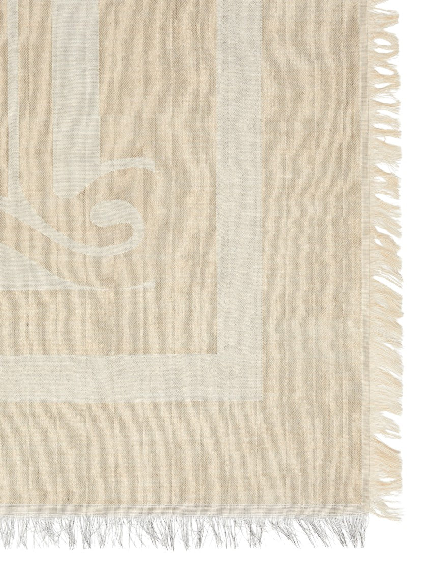 Max Mara Fringed Textured Scarf With Subtle Logo