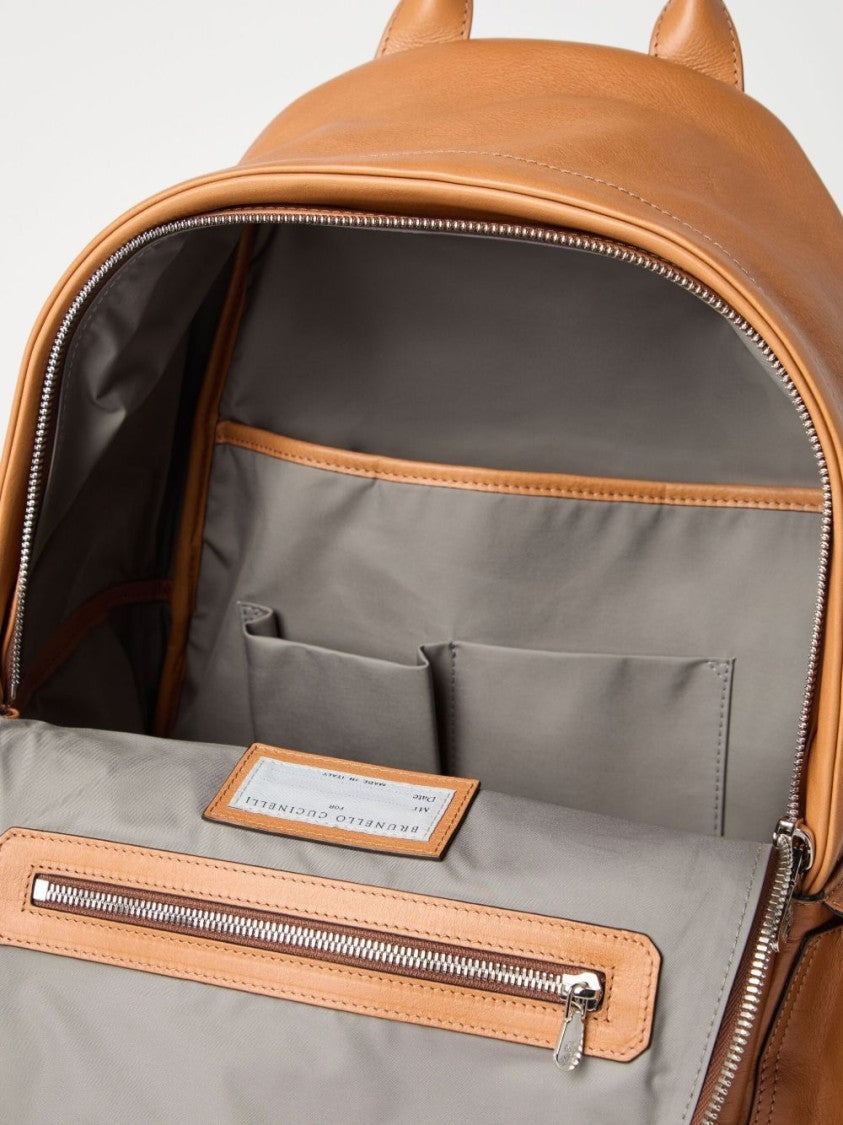Brunello Cucinelli Structured Leather Backpack With Interior Organizational Pockets