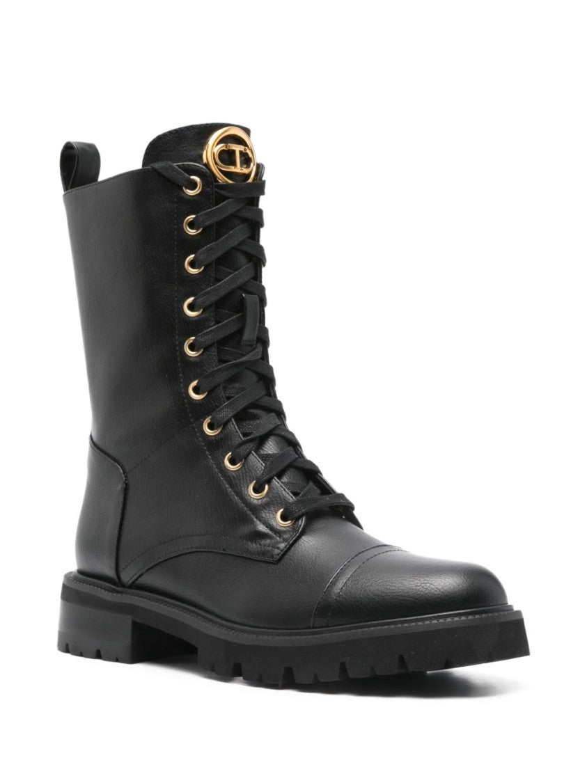 Twin-Set Tall Lace-Up Black Boots