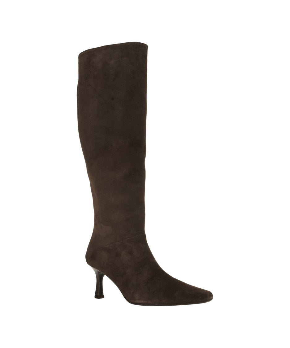 Billi Bi Pointed Toe Suede Ankle Boots With Stiletto Heel