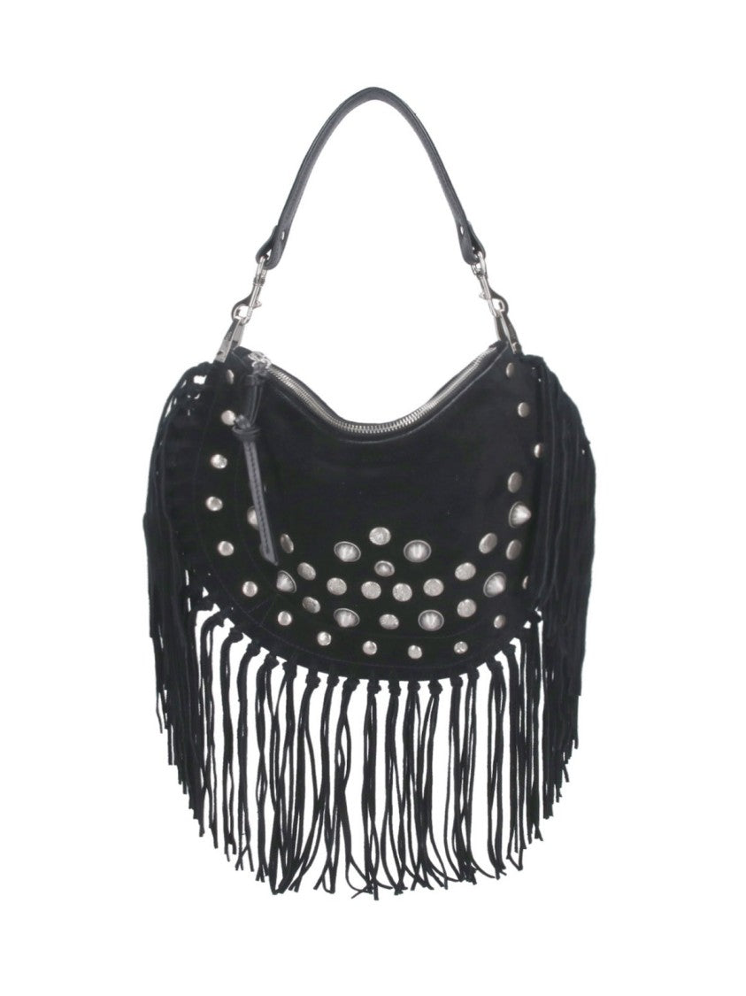 Isabel Marant "Oskan Soft" Fringe Crossbody Bag – Black