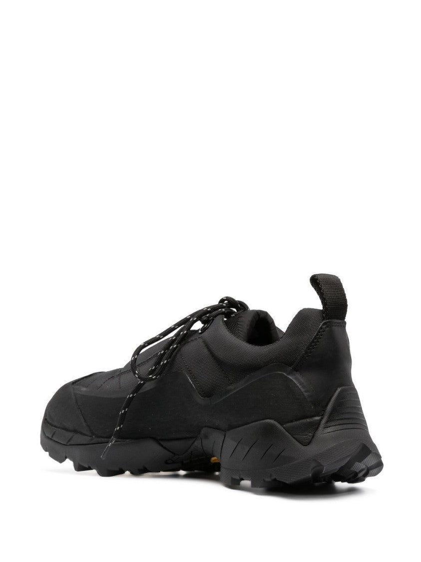 Roa Black Panelled Sneakers With Tonal Stitching