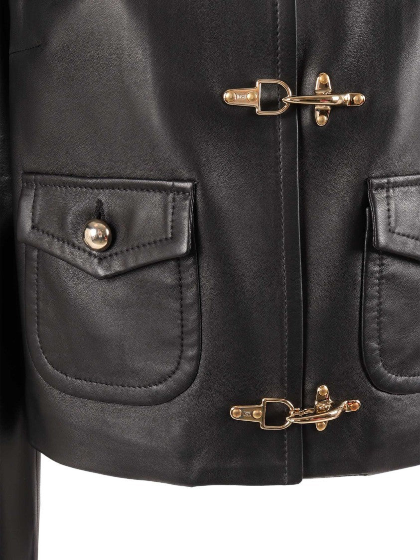 Fay Tailored Black Lambskin Leather Jacket