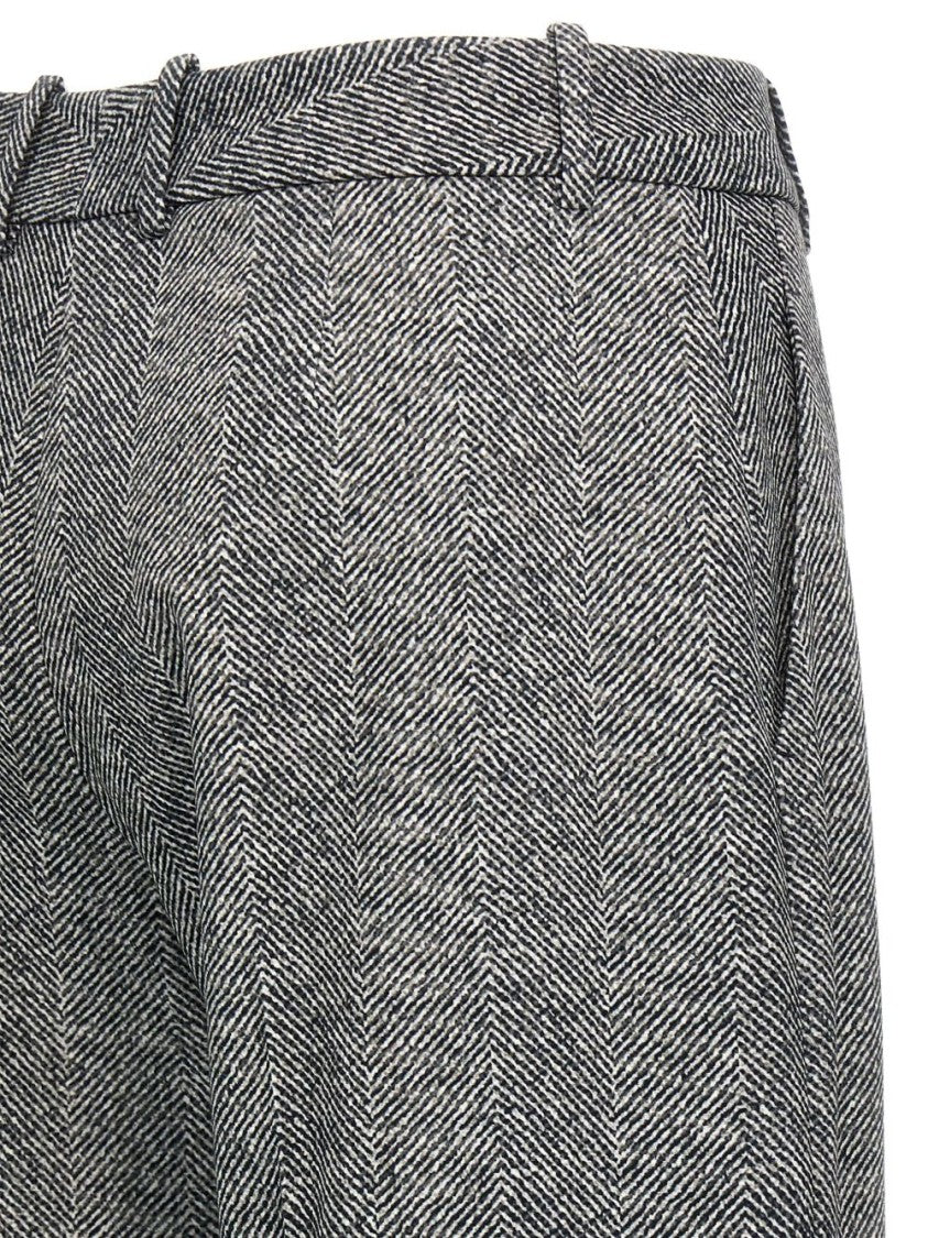 Ermanno Scervino High-Waisted Wide-Leg Trousers With Textured Herringbone Fabric