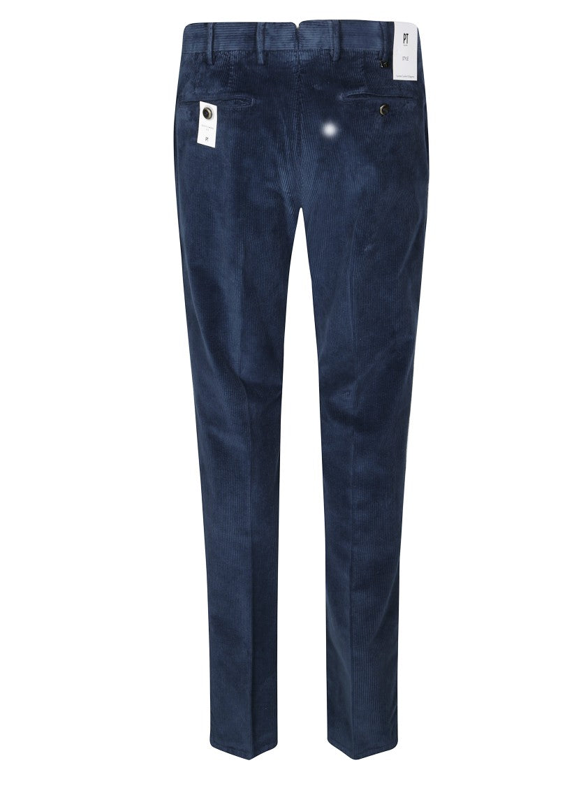 Pt01 Single Pleat Brown Tailored Trousers In Washed Velvet