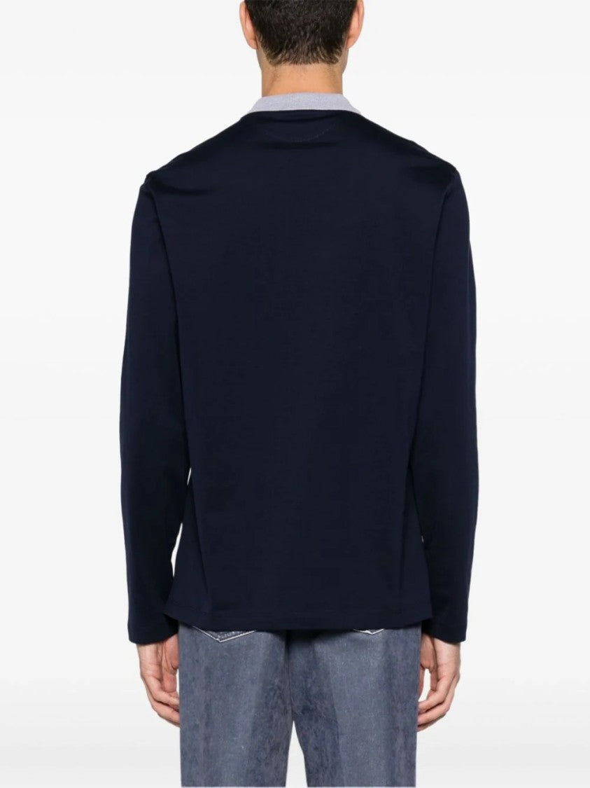 Brunello Cucinelli Long-Sleeved Polo With Contrasting Collar