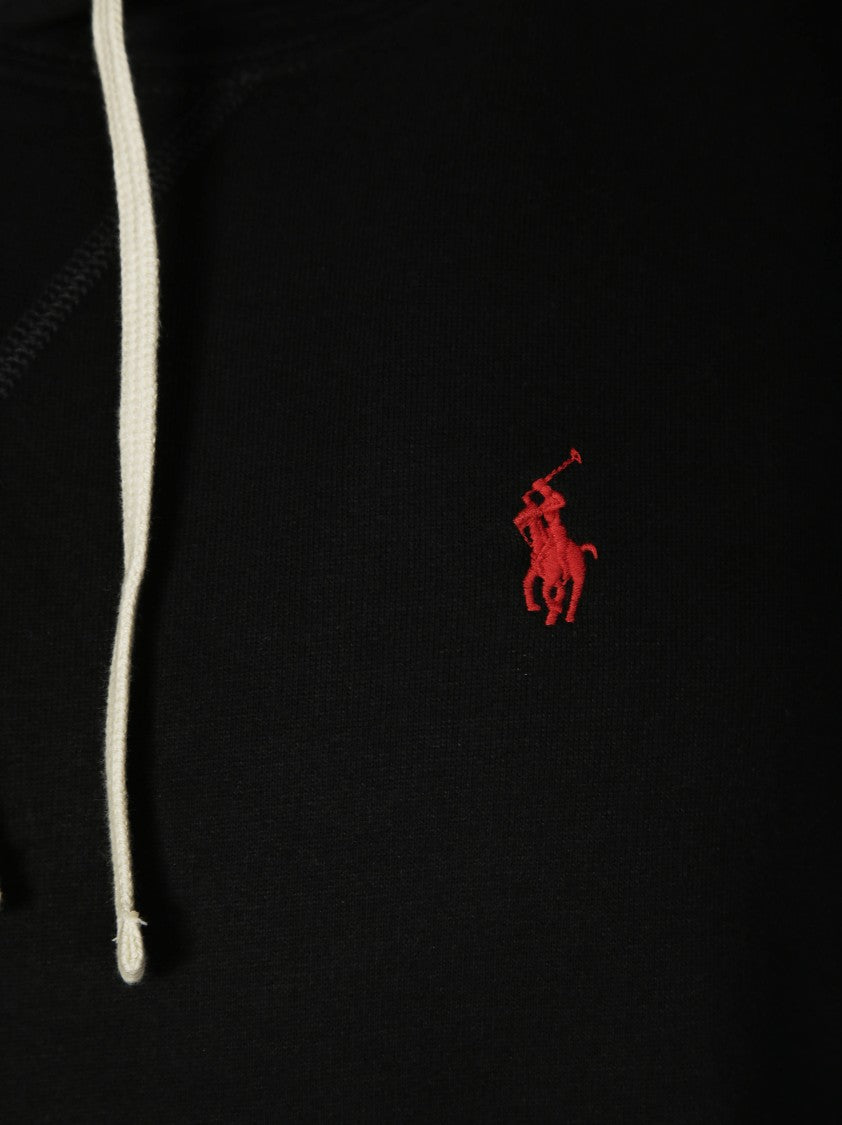 Polo Ralph Lauren Black Pullover Hoodie With Drawstring Hood