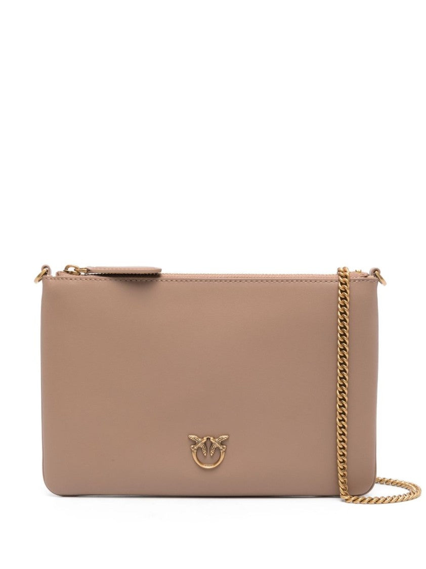 Pinko Rectangular Calf Leather Clutch With Gold Hardware