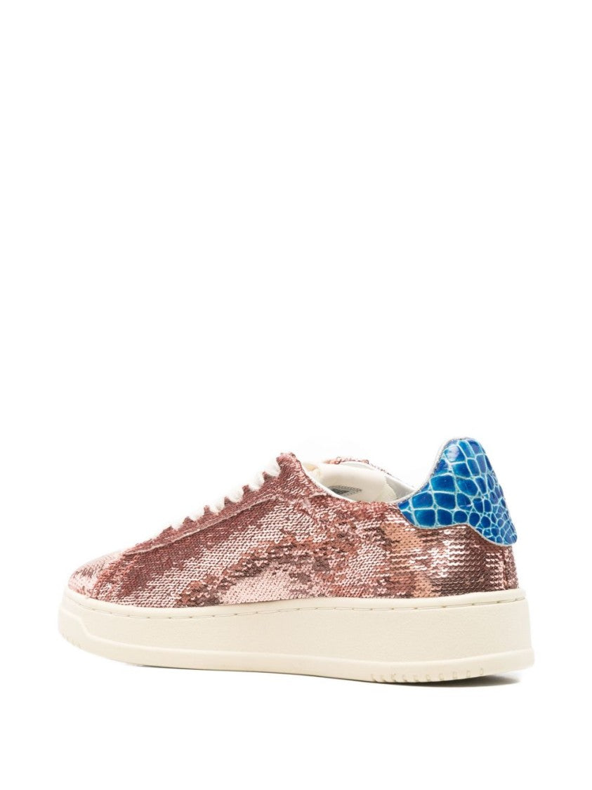 Autry Metallic Rose Gold Sneakers With Textured Scale Pattern