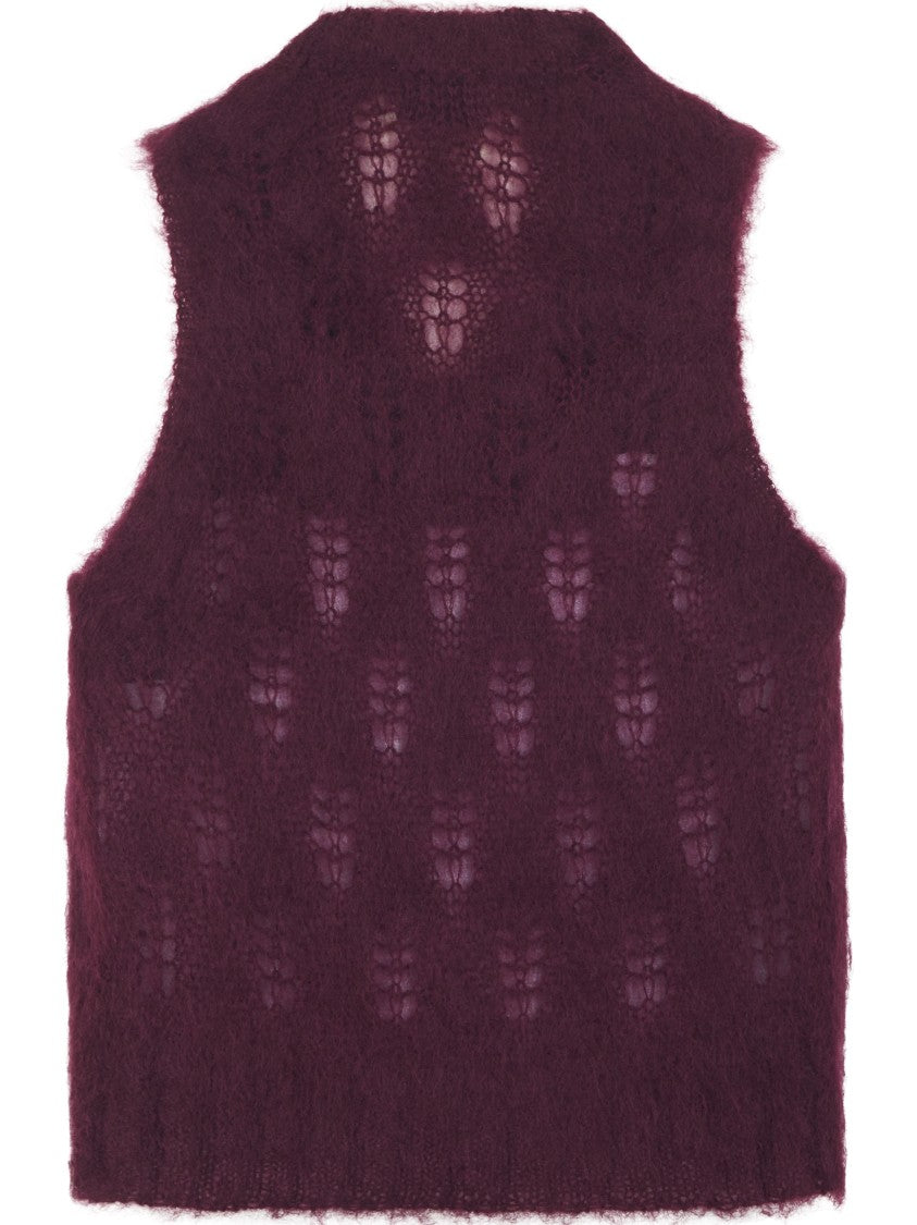 Forte Forte Brushed Mohair Lace Vest In Rich Bordeaux