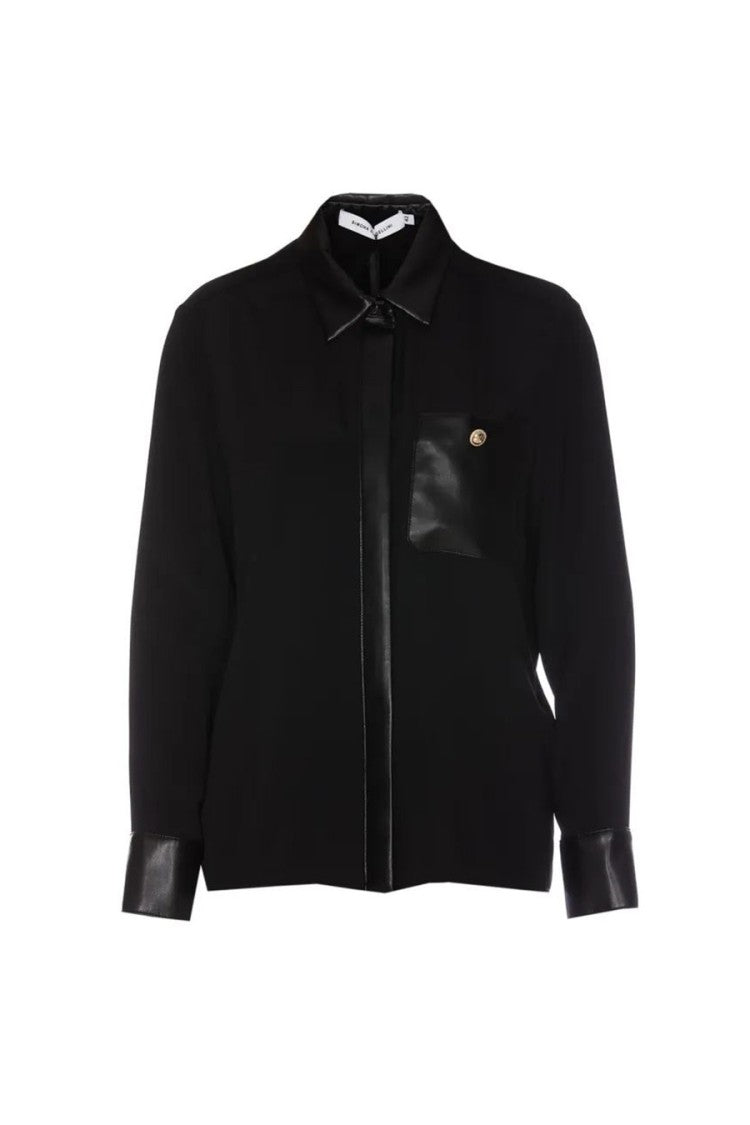 Simona Corsellini Silk-Blend Shirt With Leather Accents And Design