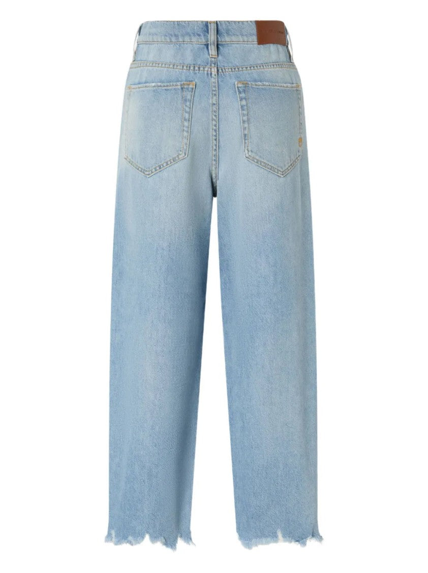 Pinko Light Blue Straight Jeans With Raw Hem