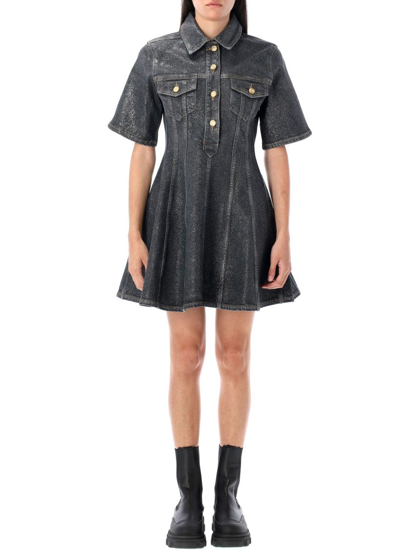 Ganni Foil Denim Mini Dress