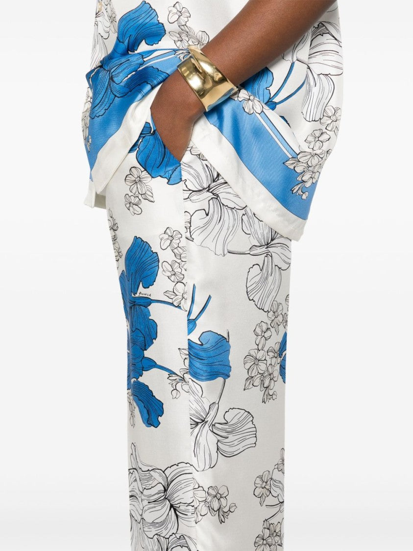 Parosh Serenella Floral Print Wide-Leg Trousers