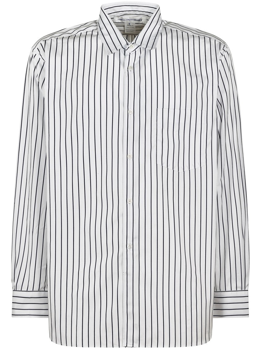 Comme Des Garçons Navy Striped Button-Down Shirt