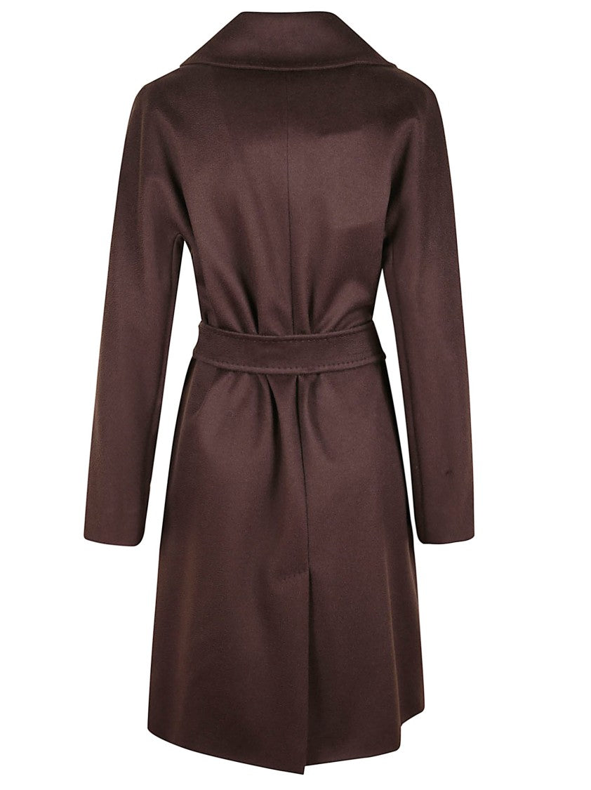 Max Mara Chocolate Wool Coat With Knotted Belt