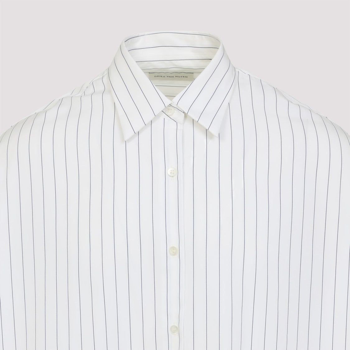 Dries Van Noten Pinstripe Button-Down Shirt In Soft Viscose-Cotton Blend