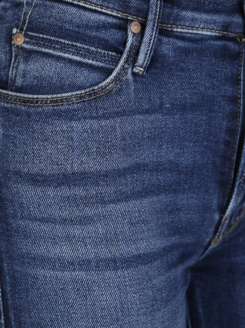 Mother Flared High-Waisted Jeans With Frayed Hem