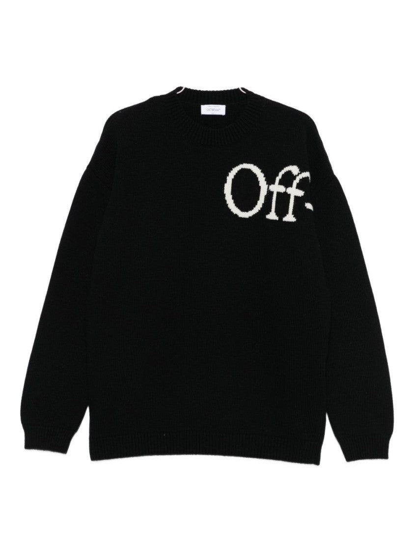 Off-White Knit Sweater With Bold Beige Branding