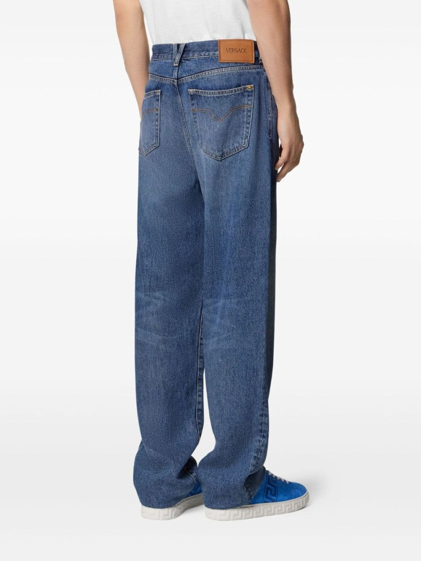 Versace Classic Straight-Leg Jeans With Gold-Tone Accents