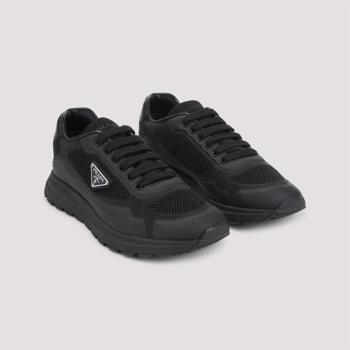 Prada Black Sneakers With Textured Finish