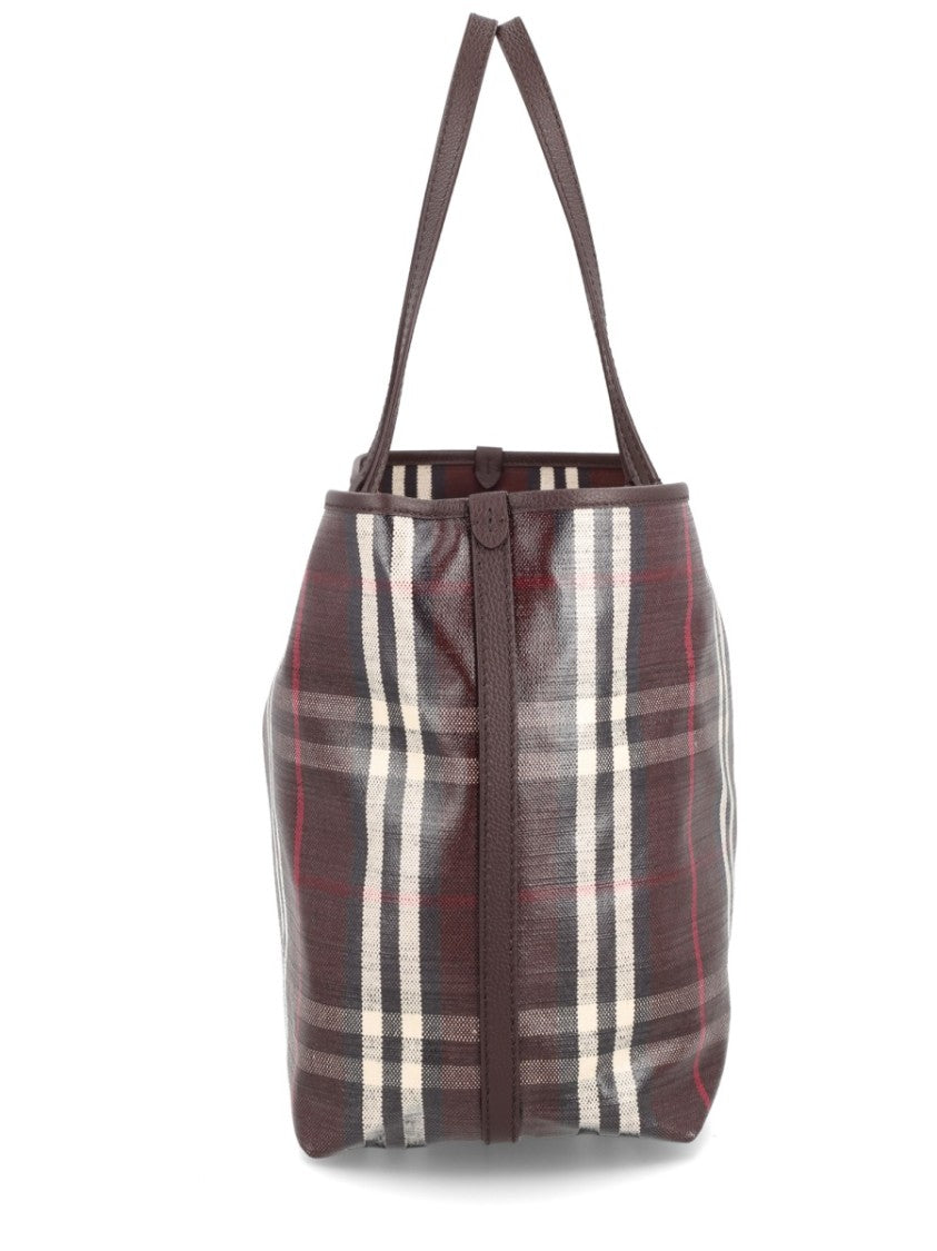 Burberry Classic Plaid Structured Bordeaux Shoulder Bag