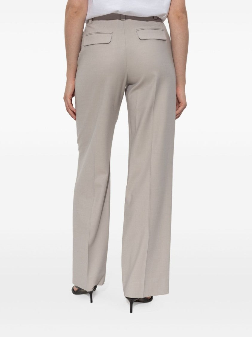 Victoria Beckham Tailored Beige Trousers With Front Fastening