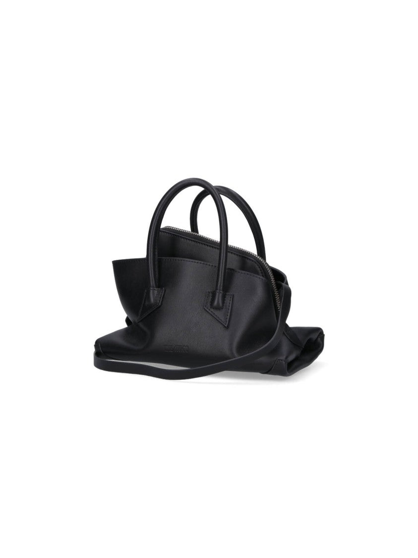 The Attico Mini Leather Shoulder Bag With Dual Zip Closure