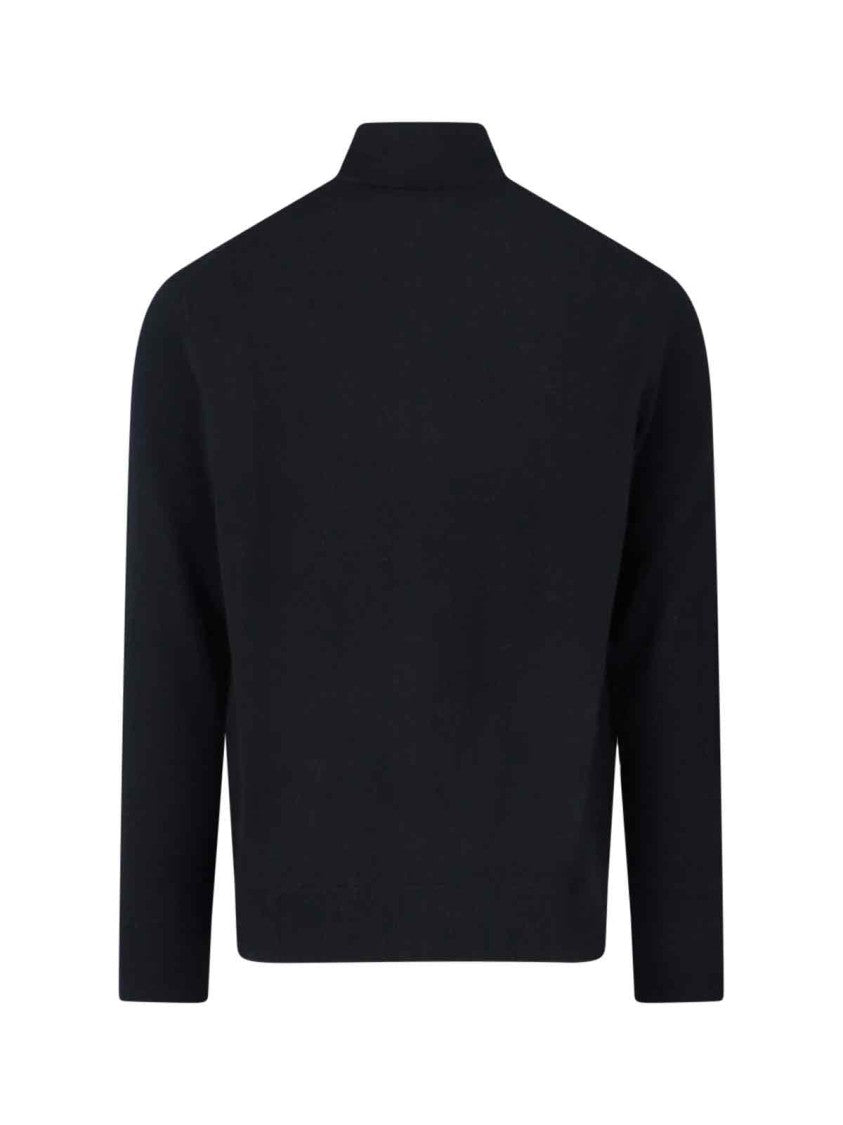 Polo Ralph Lauren High Collar Black Wool Zip-Up Polo With Logo Embroidery