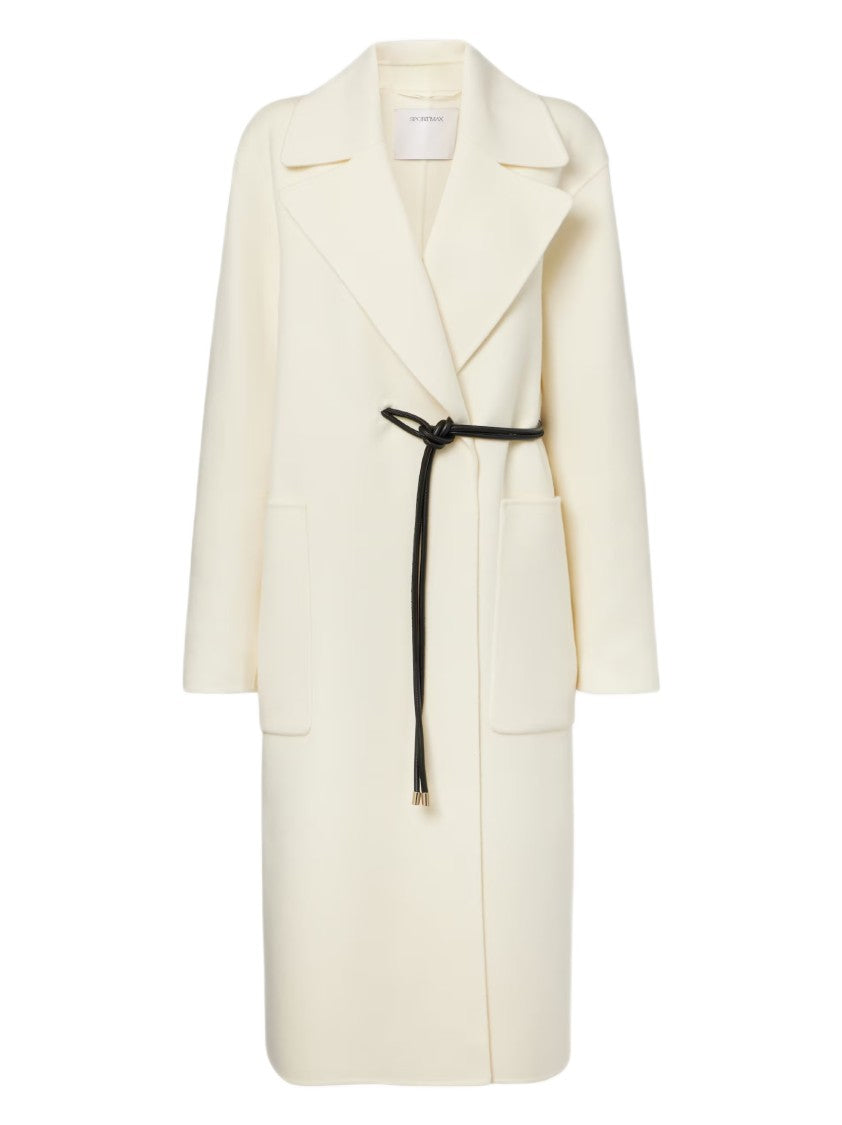 Sportmax Asymmetrical Wrap-Style Long Coat In Soft Double Wool