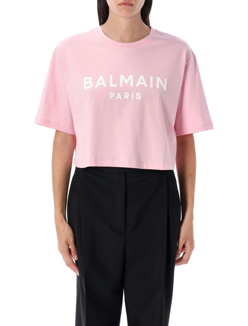 Balmain Cropped Logo Tee