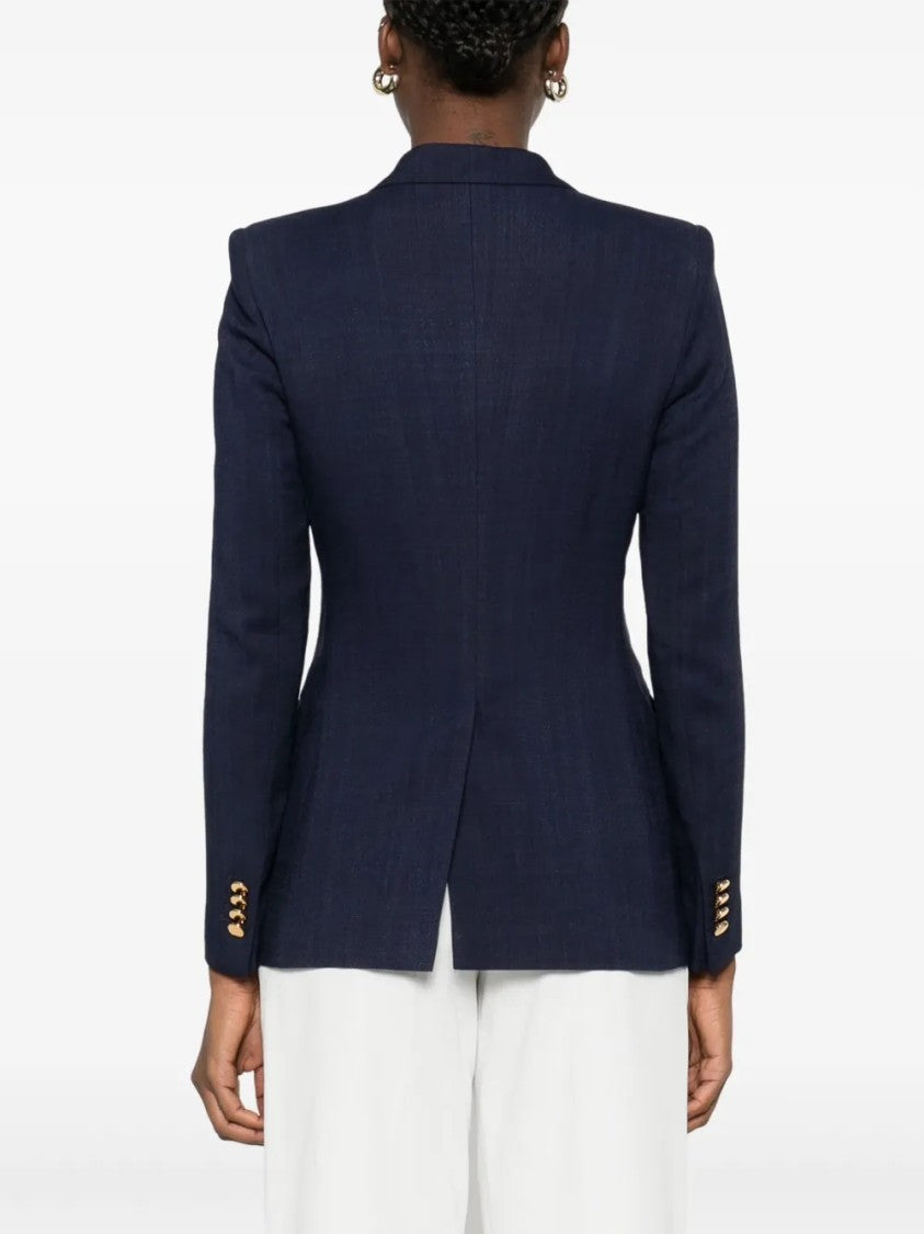 Tagliatore Tailored Double-Breasted Blazer With Gold-Tone Accents
