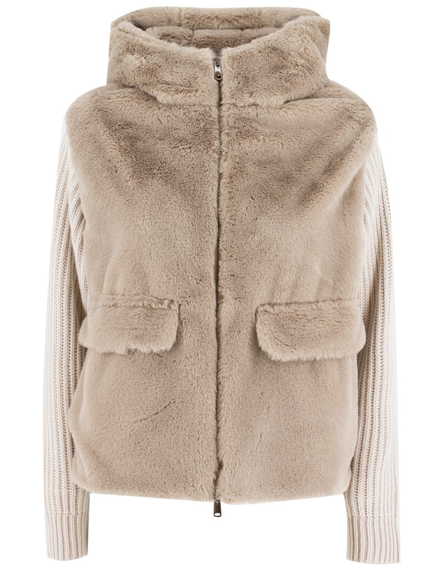 Le Tricot Perugia Plush Faux Fur Jacket