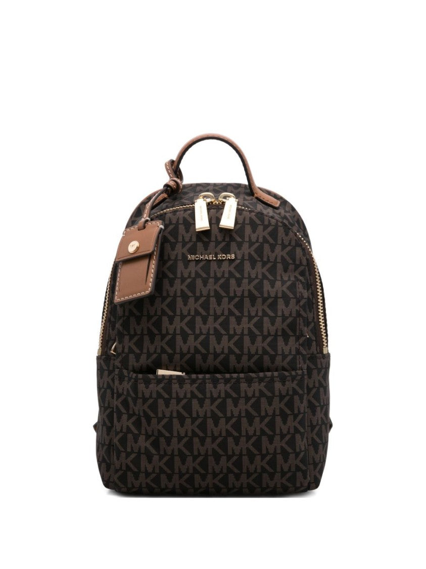 Michael Kors Compact Monogram Bucket Bag With Leather Trim
