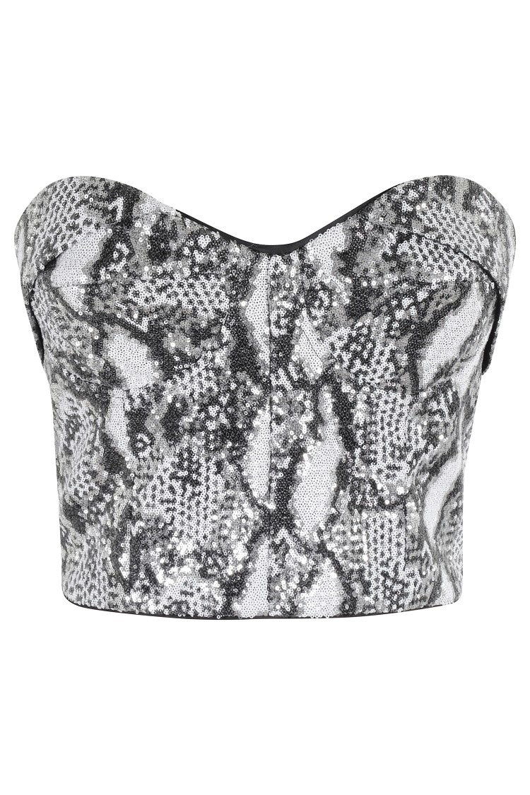 Iro Striking Sequin Bustier Top With Removable Straps