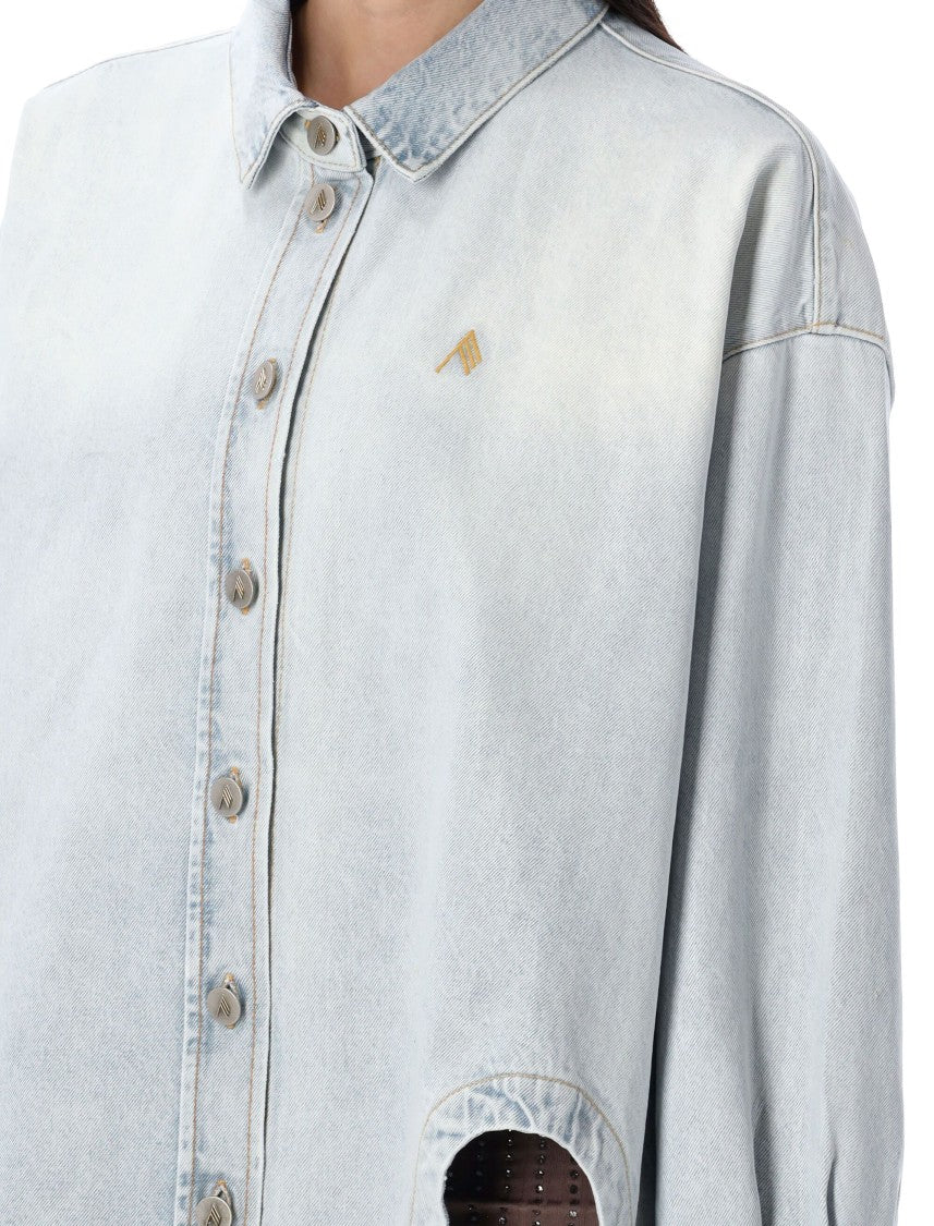 The Attico Glossy Diana Denim Shirt