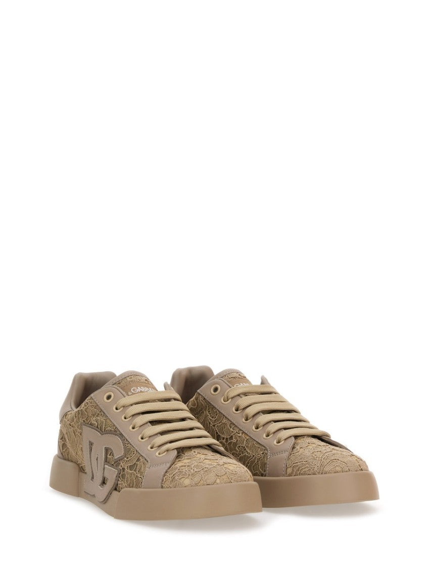 Dolce & Gabbana Intricately Embroidered Sneakers With Unique Material Blend