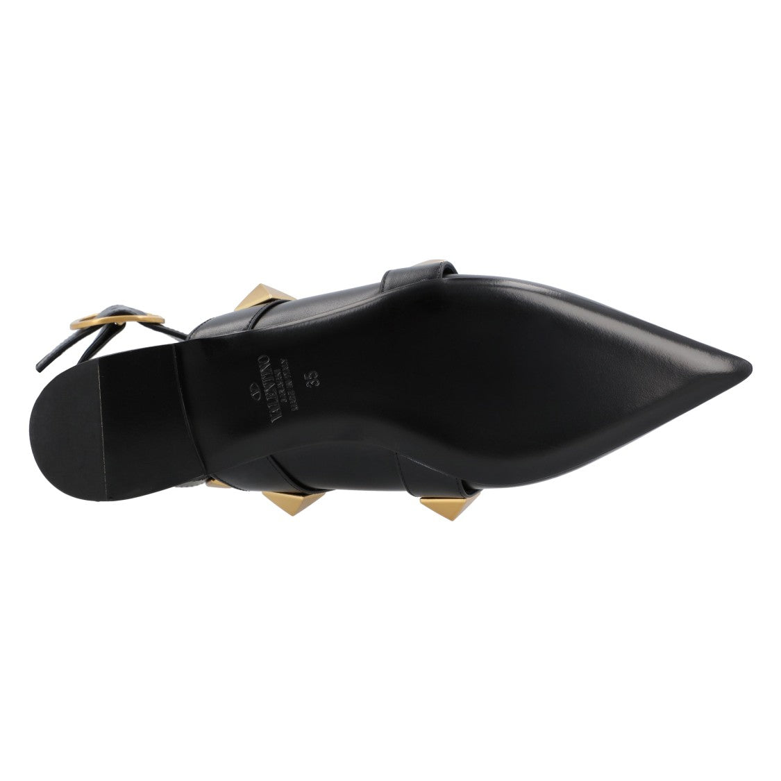 Valentino Black Ballerinas With Iconic Roman Stud Rivets