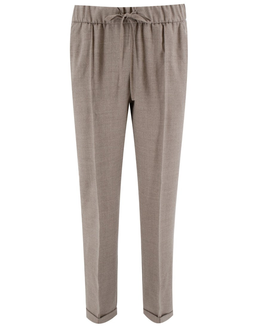 Le Tricot Perugia Soft Wool Blend Trousers With Relaxed Fit