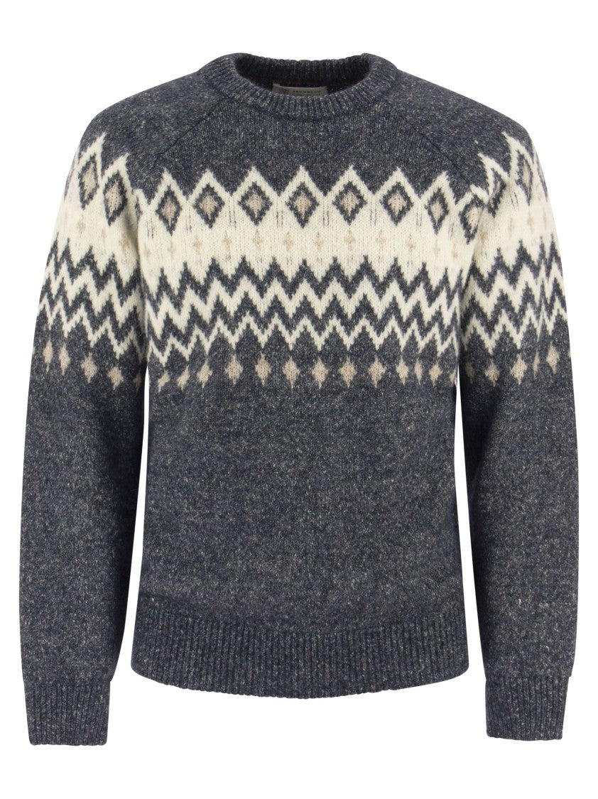 Brunello Cucinelli Icelandic Jacquard Buttoned Sweater In Alpaca, Cotton
