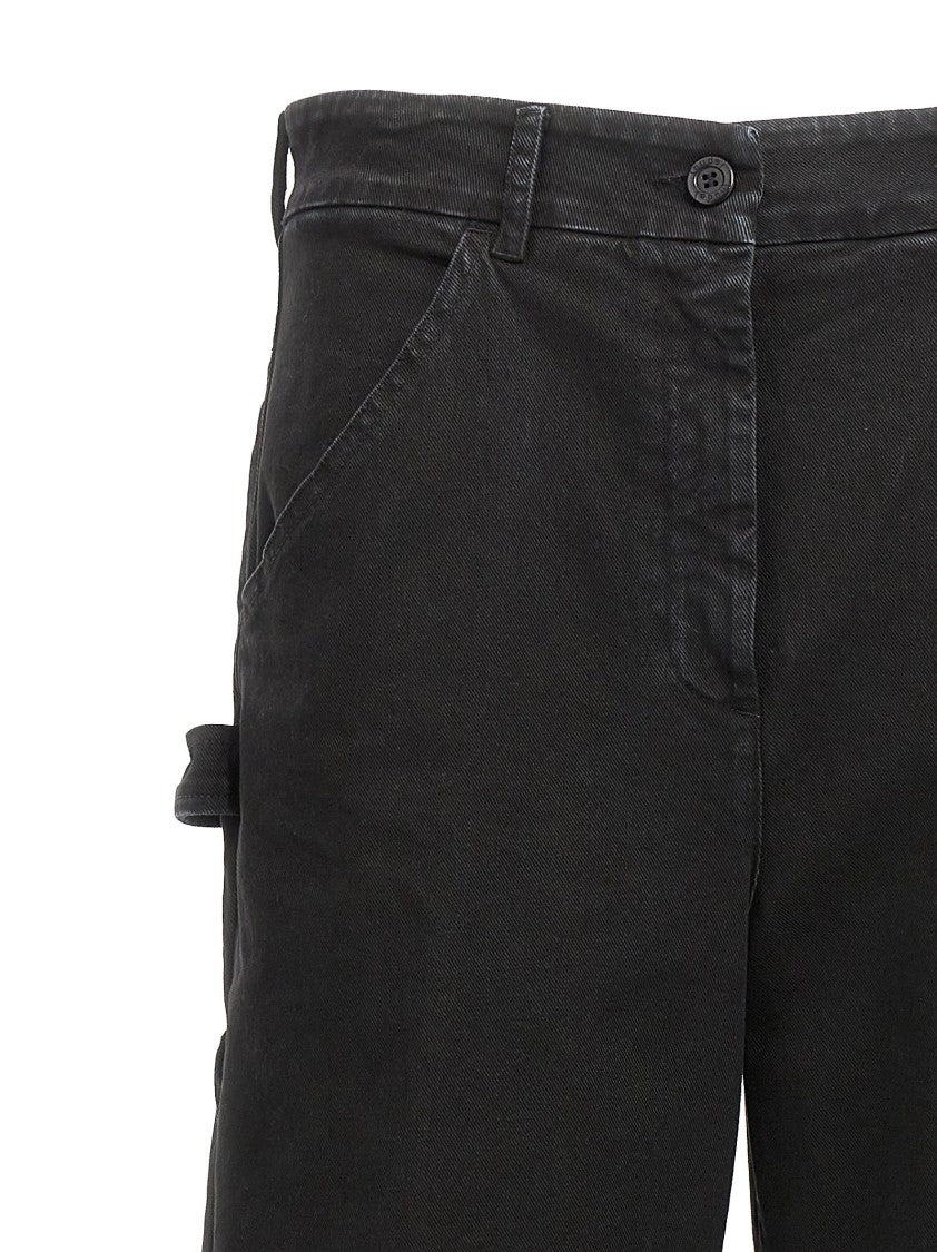 Nude Straight Leg Cargo Pants With Medium Waist