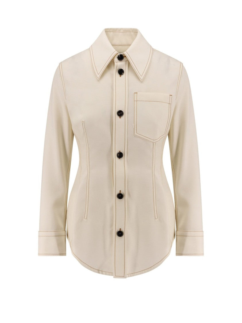 Bottega Veneta Crisp White Shirt With Classic Collar And Tailored Fit
